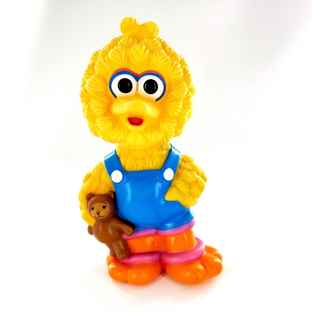 Vintage Sesame Street Baby Big Bird Coin Piggy Bank w/ Stopper Illco Toy